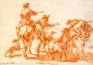 Pastoral Scen Med Bondfolk Och Boskap by Nicolaes Berchem