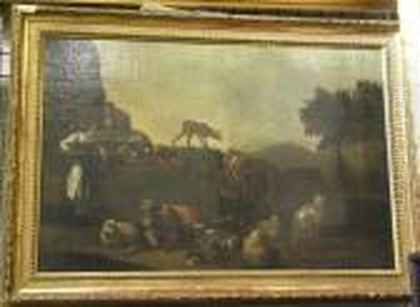 Landskap Med Figurer Och Boskap. - view 1