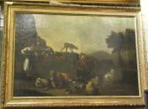 Landskap Med Figurer Och Boskap. by Nicolaes Berchem