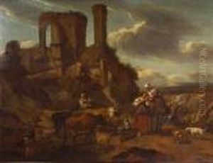 Paesaggio Laziale Con Rovine,
Pastori Ed Armenti