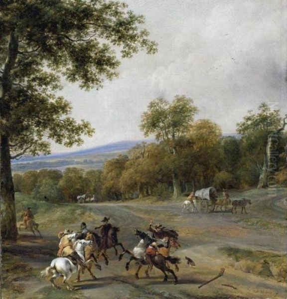 A Landscape With Horsemen Attacking Travellers Near The Margin Of A Wood - view 1