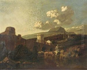 An Italianate Landscape With Drovers And Their Cattle Fording Ariver An Italianate Landscape With Drovers And Their Cattle Fording Ariver