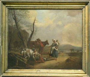 Drovers Resting On A Road by Nicolaes Berchem