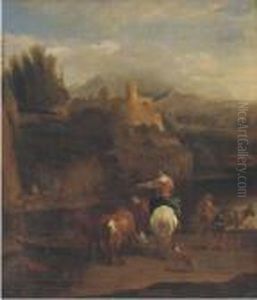 A River Landscape With A Drover, His Cattle And Other Figures A River Landscape With A Drover, His Cattle And Other Figures