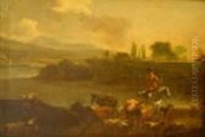 Paesaggio Fluviale
Con Pastore A Cavallo E Armenti by Nicolaes Berchem