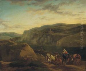 An Italianate Landscape With Shepherds And Their Flocks by Nicolaes Berchem