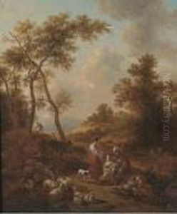 An Italianate Landscape With Jacob, Leah And Rachel