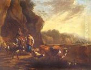 Paesaggio Con Pastori Ed Armenti by Nicolaes Berchem