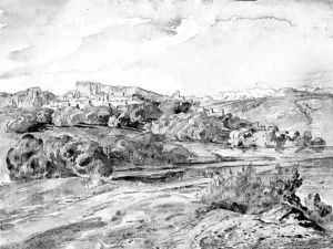A village in the mountains behind Nice by Paul Huet