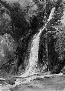 A waterfall at Lydford, Cornwall by Paul Huet