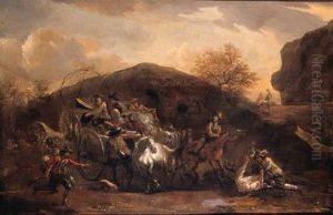 Travellers On A Wagon Ambushed On A Mountain Pass
