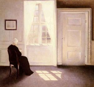 A Woman Reading By A Window by Vilhelm Hammershoi