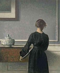 Young Woman from Behind by Vilhelm Hammershoi