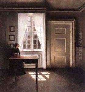 Interior With a Sewing Machine by Vilhelm Hammershoi