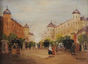Scene De Rue Animee by Antal Berkes