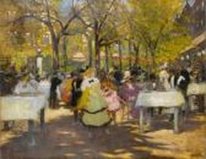 Sunday Afternoon On A Terrace by Antal Berkes