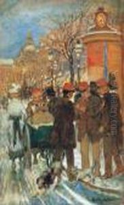 Evening Lights On The Grand Boulevard by Antal Berkes