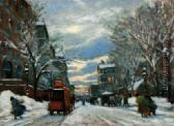Winters Straatbeeld Bij Avond - view 1