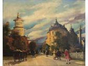 Boulevard A Budapest. Circa 1910-1920 by Antal Berkes