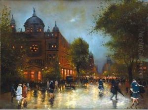 Animation Dans Les Rues De Paris, La Nuit. by Antal Berkes