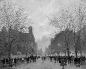 A. "belebter Boulevard". Sign. Ol Auf
 Lwd. 55 X 68,5 Cm. Rahmen