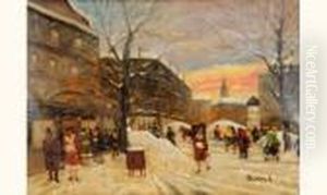 Rue Animee Sous La Neige