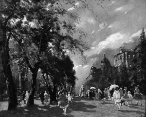 A. "sonntagsvergnugen Im Park". Sign. Ol Auf Lwd. 55 X 67 Cm. Rahmen A. "sonntagsvergnugen Im Park". Sign. Ol Auf Lwd. 55 X 67 Cm. Rahmen