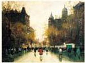 Une Rue A Budapest (ca.1910) by Antal Berkes