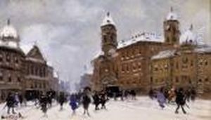 Winter Street Scene by Antal Berkes