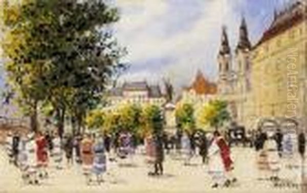 Promenanade In Pest With The Petofi Statue - view 1
