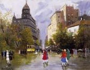 Street Scene With An Omnibus