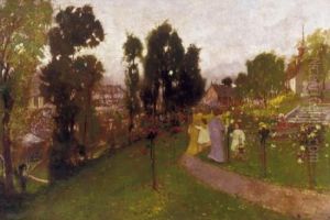 Women In The Rose Garden by Antal Berkes