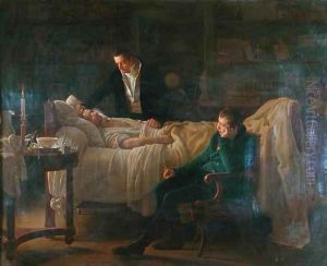 Marie Francois Xavier Bichat 1771-1802 dying surrounded by the doctors Esparon and Philibert Joseph Roux 1780-1854 by Louis Hersent