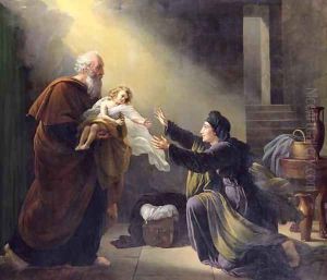 Elijah Resuscitating the Son of the Widow of Sarepta by Louis Hersent