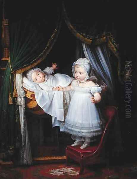 Henri Charles Ferdinand of Artois 1820-83 Duke of Bordeaux and his Sister Louise Marie Therese of Artois 1819-64 at the Tuileries - view 1