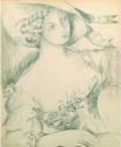 Portrait De Femme Au Chapeau. by Madeleine Berly De Vlaminck
