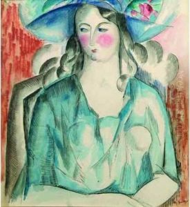 Portrait De Femme Au Chapeau. by Madeleine Berly De Vlaminck