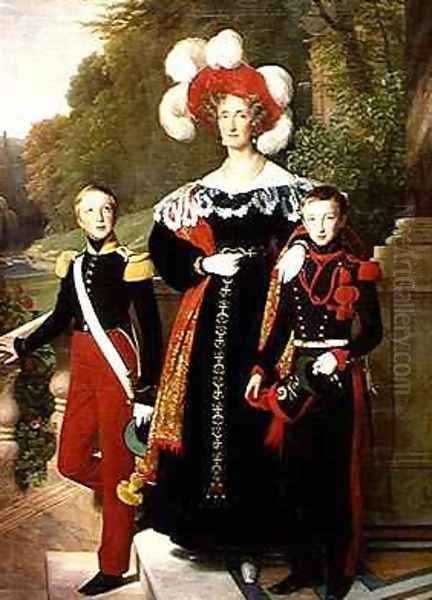Marie Amelie of Bourbon Sicile 1782-1866 and her sons Henri of Orleans 1822-97 Duke of Aumale and Antoine 1824-90 Duke of Montpensier - view 1