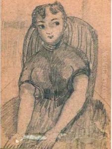 Portrait De Femme Assise. by Madeleine Berly De Vlaminck