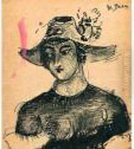 Femme Au Chapeau. by Madeleine Berly De Vlaminck