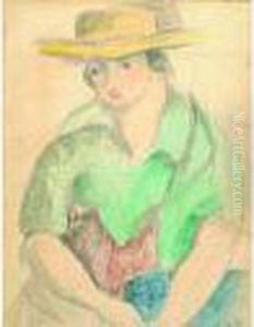 Portrait De Femme Au Chapeau. by Madeleine Berly De Vlaminck