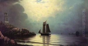 Sailing Vessel off a Rocky Point by William Frederick de Haas