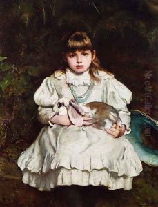 Portrait of a Young Girl Holding a Pet Rabbit