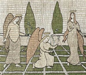 De Annunciatie Borduursel Van Wol Op Linnen
