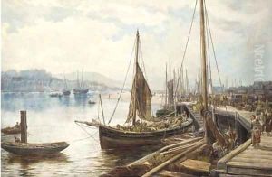 Unloading the catch on the jetty at Whitby by William Howard Hart