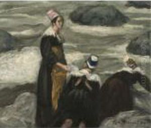 Les Lavandieres En Bretagne by Emile Bernard