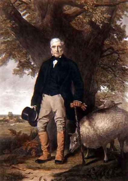 Portrait of Samuel Wiley with prize sheep - view 1