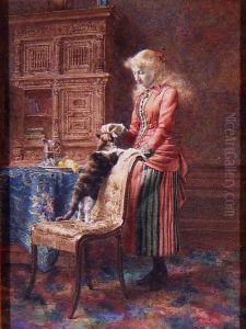 Young Girl with a Cat by Pieter Haaxman