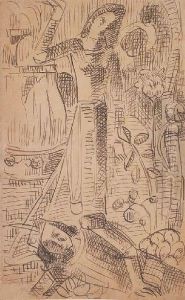 Scene De 
La Chanson De Roland
 Avec Le Cachet De L'atelier 'emile Bernard' (en Bas A Droite) by Emile Bernard