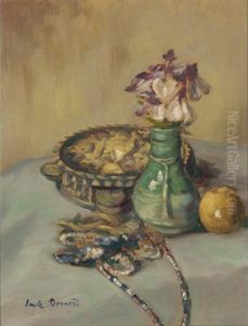 Nature Morte Au Tambourine Et Vase De Fleurs Nature Morte Au Tambourine Et Vase De Fleurs